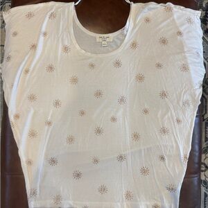 Kim & Cami Cream Sun Pattern Short Sleeve Top